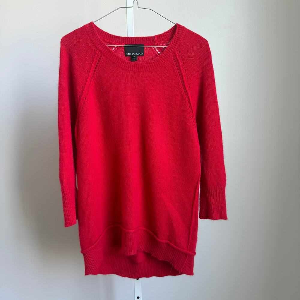 Cynthia Rowley Angora Shabby‎ Slouchy Moody Lagenlook Red Sweater M Red
